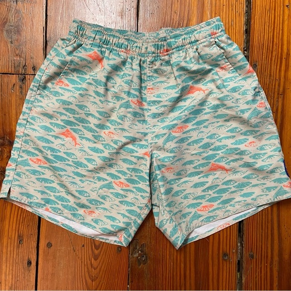 AFTCO Men's Boatbar Swim Trunks Size S Grey Teal Orange Beach Swim Boat Spring - Picture 3 of 12